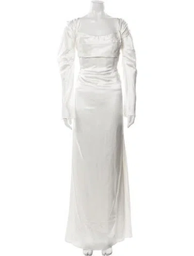 Pre-owned Rachel Gilbert Silk Long Dress In White