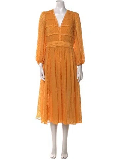 Pre-owned Rachel Gilbert Silk Midi Length Dress In Orange