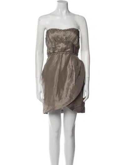 Pre-owned Rachel Gilbert Silk Mini Dress In Gray