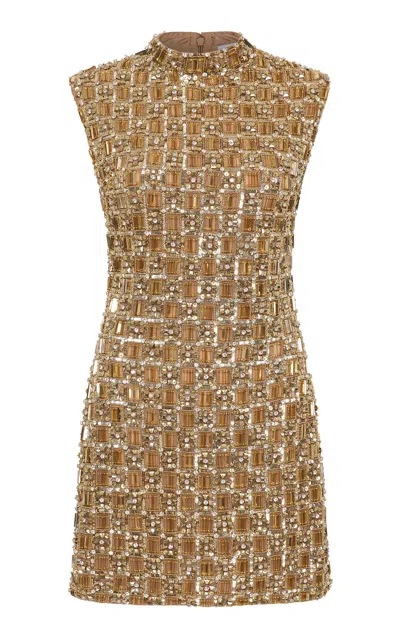 Rachel Gilbert Sinclair Embellished Mini Dress In Brown