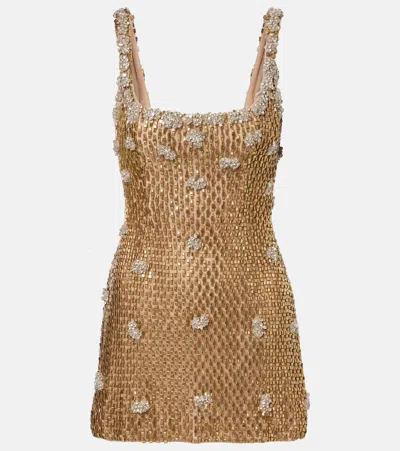 Rachel Gilbert Solana Embellished Bustier Dress In Gold