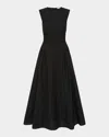 Rachel Gilbert Sophia Bustier Drop-waist Textured Tea-length Dress In Black