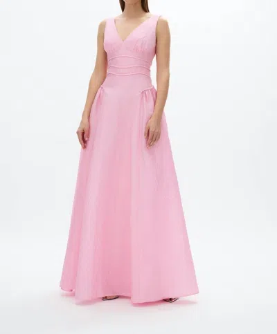 RACHEL GILBERT SOPHIA V NECK GOWN IN PINK
