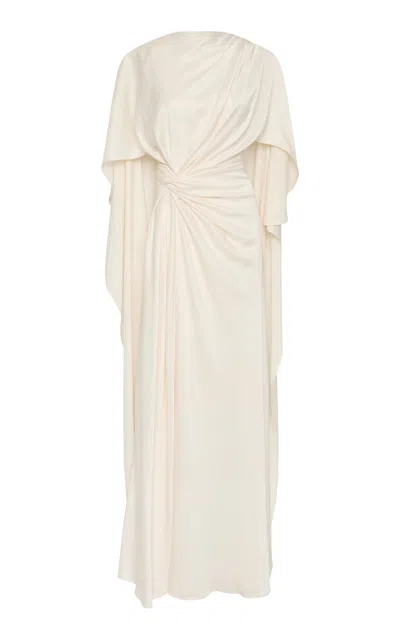 Rachel Gilbert Sorrento Draped Cape Gown In White