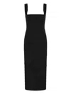 Rachel Gilbert Square-neck Draped Midi Dress In Black