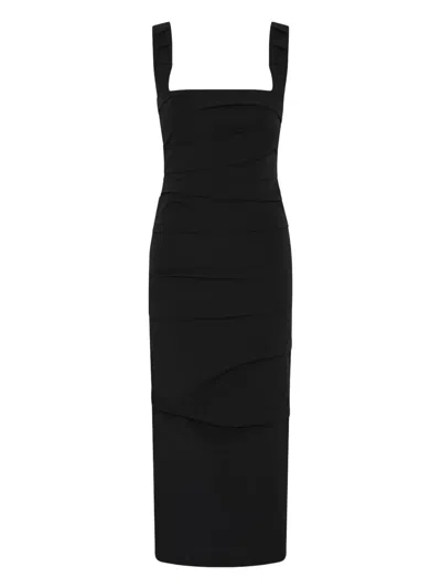 RACHEL GILBERT SQUARE-NECK DRAPED MIDI DRESS