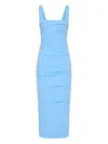 Rachel Gilbert Square-neck Draped Midi Dress In Blue