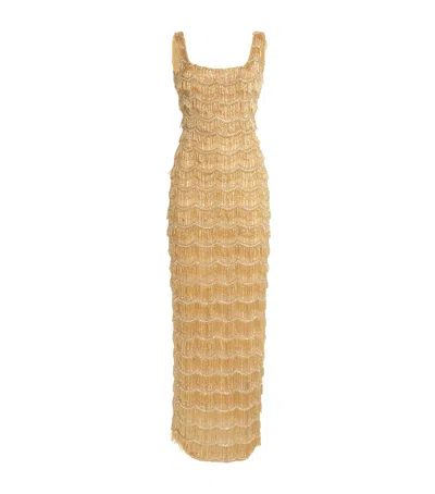 Rachel Gilbert Square-neck Sadie Gown In Gold