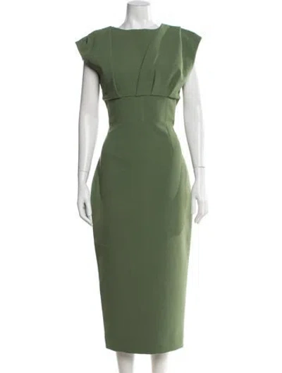 Pre-owned Rachel Gilbert Square Neckline Knee-length Dress In Green