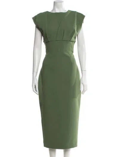Pre-owned Rachel Gilbert Square Neckline Knee-length Dress In Green