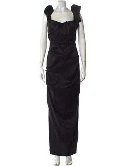 Pre-owned Rachel Gilbert Square Neckline Long Dress In Black
