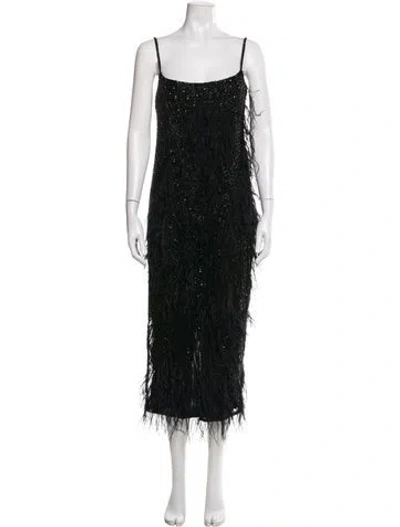 Pre-owned Rachel Gilbert Square Neckline Long Dress In Black
