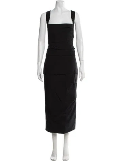 Pre-owned Rachel Gilbert Square Neckline Long Dress In Black