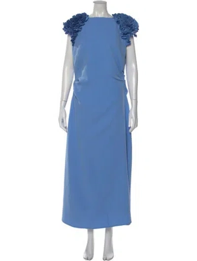Pre-owned Rachel Gilbert Square Neckline Long Dress In Blue