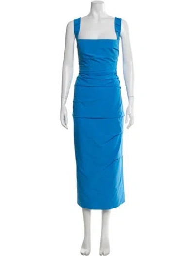 Pre-owned Rachel Gilbert Square Neckline Long Dress In Blue