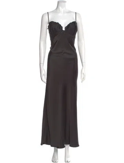 Pre-owned Rachel Gilbert Square Neckline Long Dress In Gray