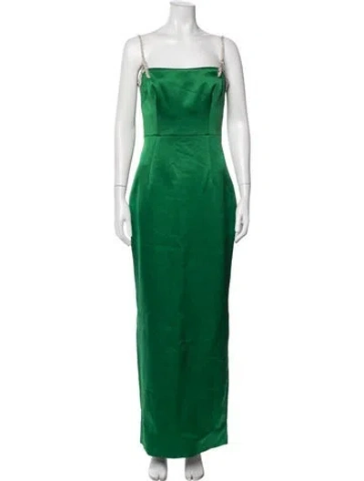 Pre-owned Rachel Gilbert Square Neckline Long Dress In Green
