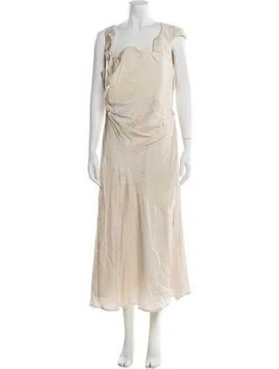 Pre-owned Rachel Gilbert Square Neckline Long Dress In Neutral