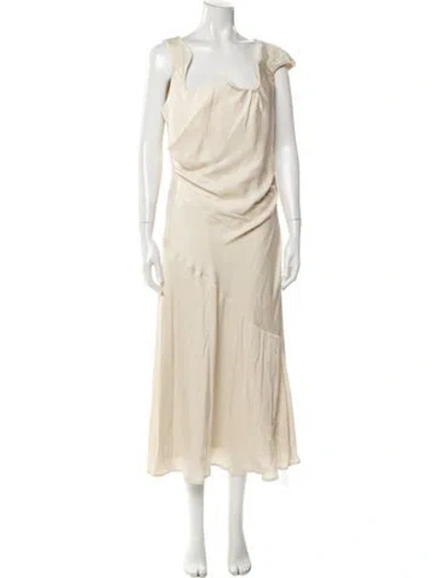 Pre-owned Rachel Gilbert Square Neckline Long Dress In Neutral