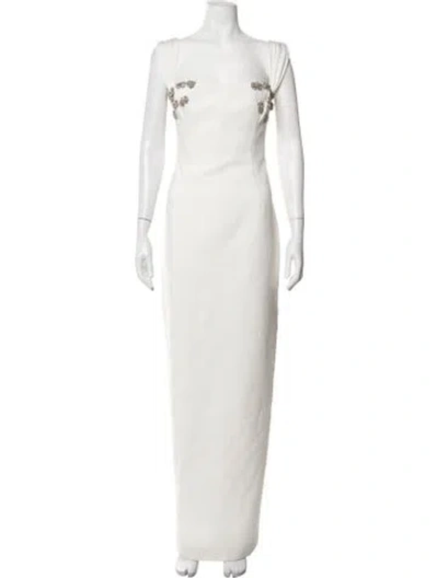 Pre-owned Rachel Gilbert Square Neckline Long Dress In Neutrals