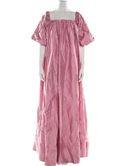 Pre-owned Rachel Gilbert Square Neckline Long Dress In Pink