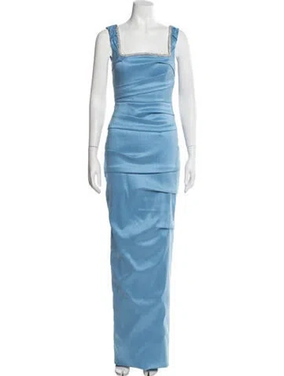 Pre-owned Rachel Gilbert Square Neckline Long Dress W/ Tags In Blue