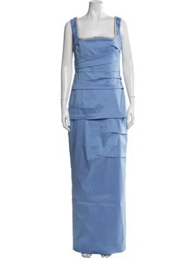 Pre-owned Rachel Gilbert Square Neckline Long Dress W/ Tags In Blue