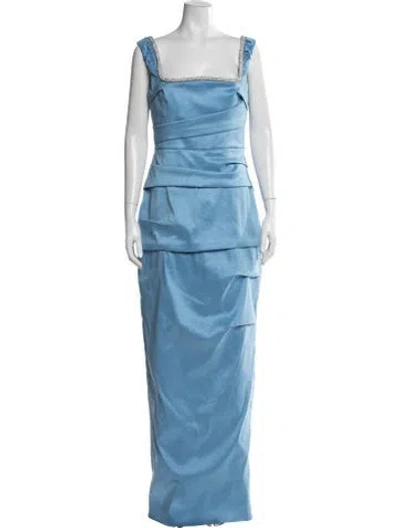 Pre-owned Rachel Gilbert Square Neckline Long Dress W/ Tags In Blue