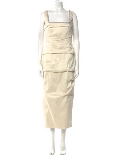 Pre-owned Rachel Gilbert Square Neckline Long Dress W/ Tags In Neutral