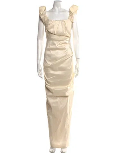 Pre-owned Rachel Gilbert Square Neckline Long Dress W/ Tags In Neutrals