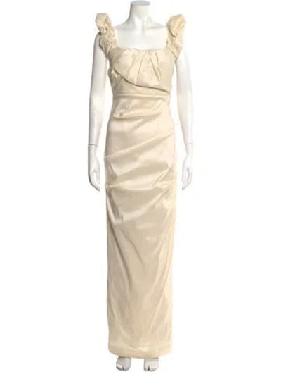 Pre-owned Rachel Gilbert Square Neckline Long Dress W/ Tags In Neutrals