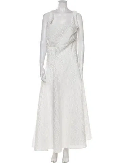 Pre-owned Rachel Gilbert Square Neckline Long Dress In White