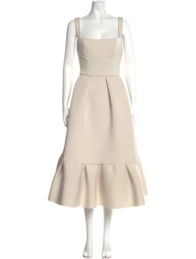 Pre-owned Rachel Gilbert Square Neckline Midi Length Dress In Neutral