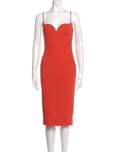 Pre-owned Rachel Gilbert Square Neckline Midi Length Dress In Orange