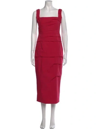 Pre-owned Rachel Gilbert Square Neckline Midi Length Dress In Pink