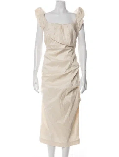 Pre-owned Rachel Gilbert Square Neckline Midi Length Dress W/ Tags In Neutral