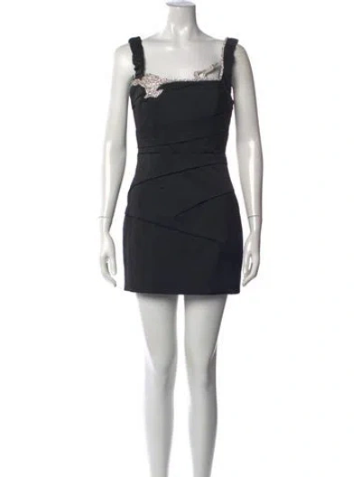 Pre-owned Rachel Gilbert Square Neckline Mini Dress In Black