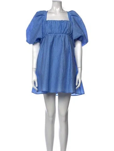 Pre-owned Rachel Gilbert Square Neckline Mini Dress In Blue