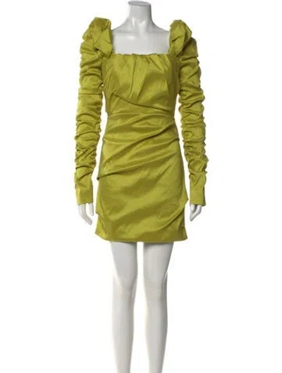 Pre-owned Rachel Gilbert Square Neckline Mini Dress In Green