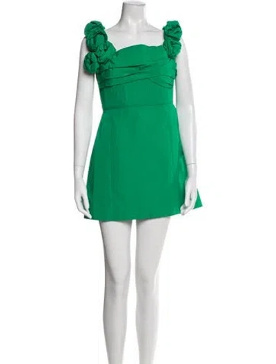 Pre-owned Rachel Gilbert Square Neckline Mini Dress W/ Tags In Green