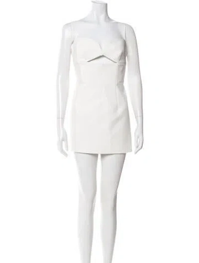 Pre-owned Rachel Gilbert Square Neckline Mini Dress In White