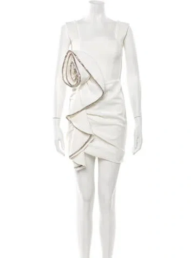 Pre-owned Rachel Gilbert Square Neckline Mini Dress In White