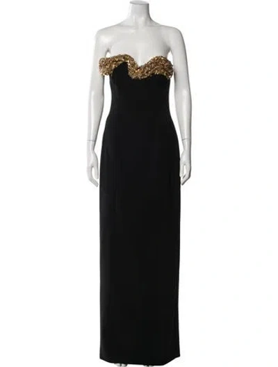 Pre-owned Rachel Gilbert Strapless Long Dress In Black
