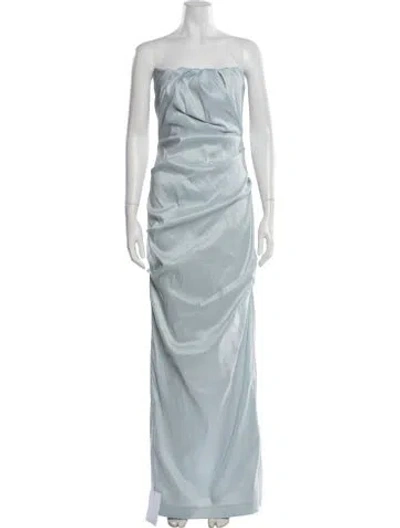 Pre-owned Rachel Gilbert Strapless Long Dress In Blue