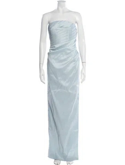 Pre-owned Rachel Gilbert Strapless Long Dress In Blue