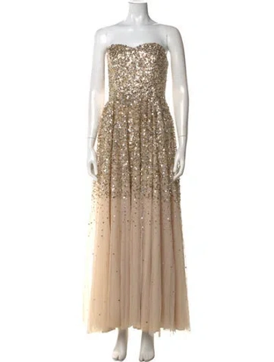 Pre-owned Rachel Gilbert Strapless Long Dress In Neutral
