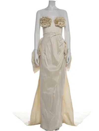 Pre-owned Rachel Gilbert Strapless Long Dress In Neutrals