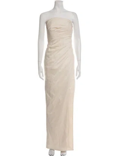 Pre-owned Rachel Gilbert Strapless Long Dress In Neutrals