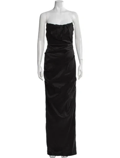 Pre-owned Rachel Gilbert Strapless Long Dress W/ Tags In Black