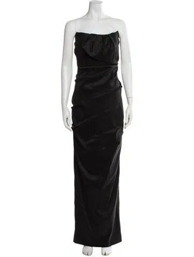 Pre-owned Rachel Gilbert Strapless Long Dress W/ Tags In Black